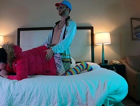 Celebrity Fucks Hot Tgirl in Chastity