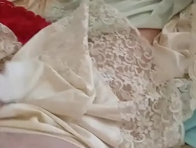 Stroking My Cock with a Lacy Vassarette Half Slip