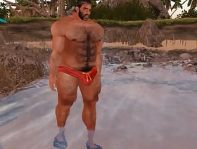 big cam heyward and his giant bulge at the beach