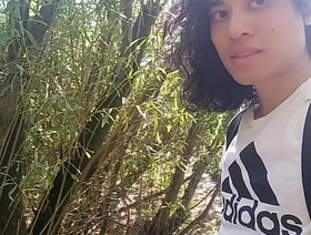 Jon Arteen shows his dick, pisses pee outdoor, puts his white sneakers in mud
