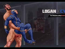 Wolverine botando Ciclope pra mama (Boobocomis – Logan X Cyclops)