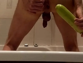 Stretching the anus in the bathroom