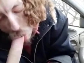 buddy sucked in car lets out a moan