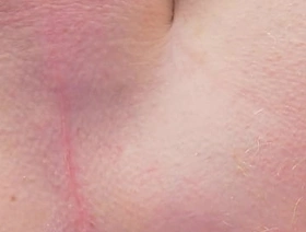 Shaved ass and balls close up play