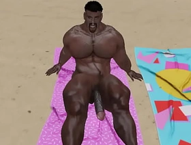 huge big dicked black bull at beach